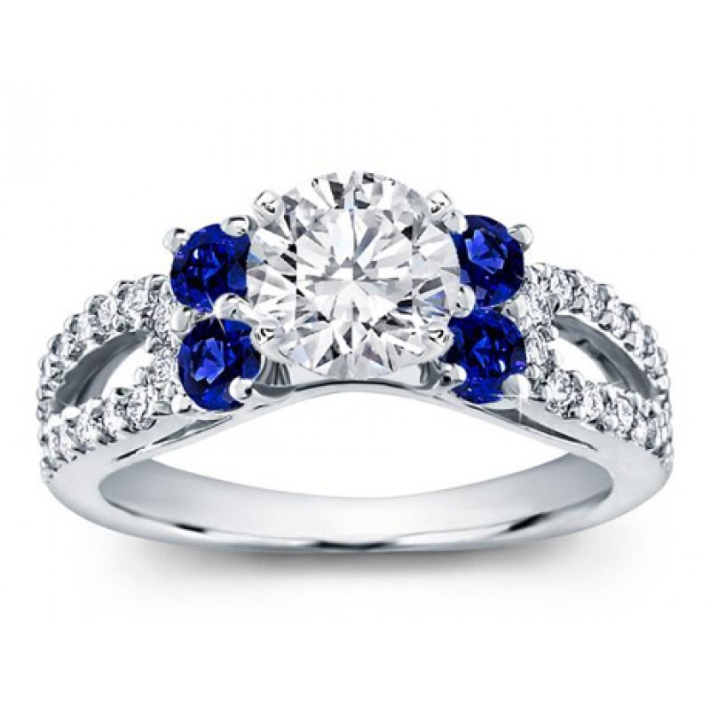 Blue Sapphire And Pave Engagement Setting – Joseph King Jewellery