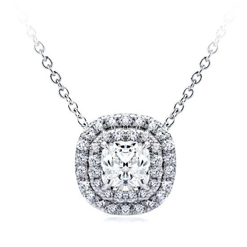 Cushion Double Halo Diamond Pendant Setting – Joseph King Jewellery