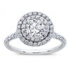 Round Double Halo Split Shank Diamond Ring