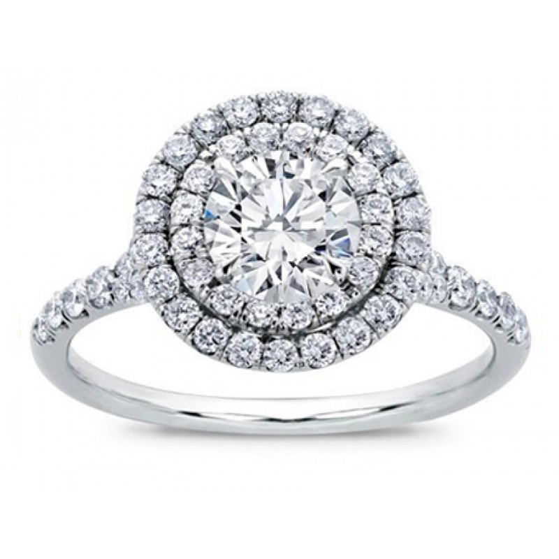 Round Double Halo Split Shank Diamond Ring Joseph King Jewellery