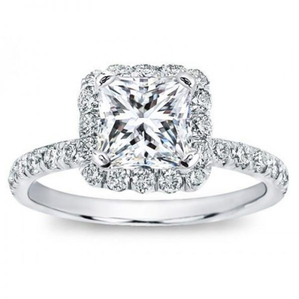 French Cut Halo Setting For Square Diamond Ring