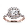 Cushion Double Halo Split Shank Diamond Ring