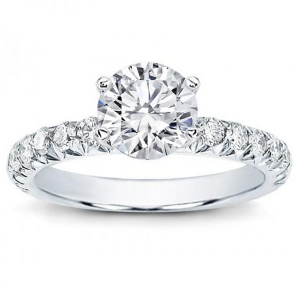 Large French Cut Diamond Engagement Setting Ring