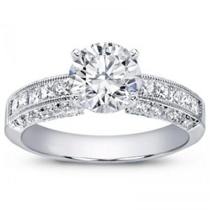 Pave And Princess Cut Diamond Setting Ring