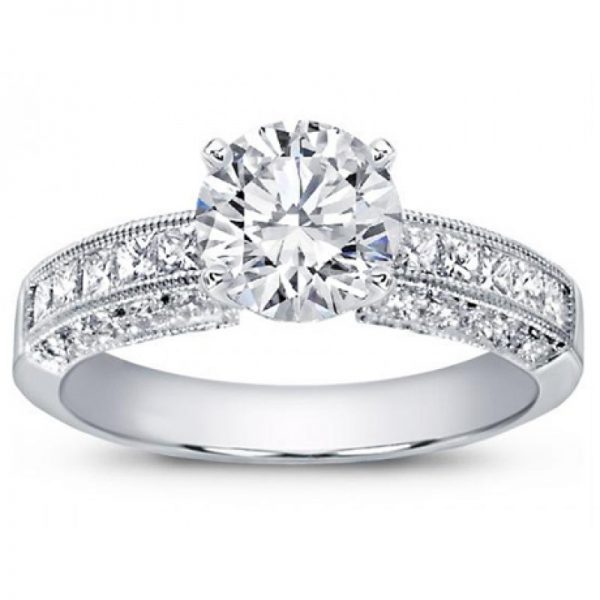 Pave And Princess Cut Diamond Setting Ring