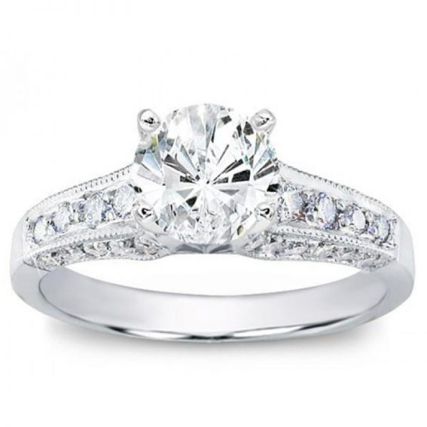 Pave Engagement Setting For Round Diamond Ring