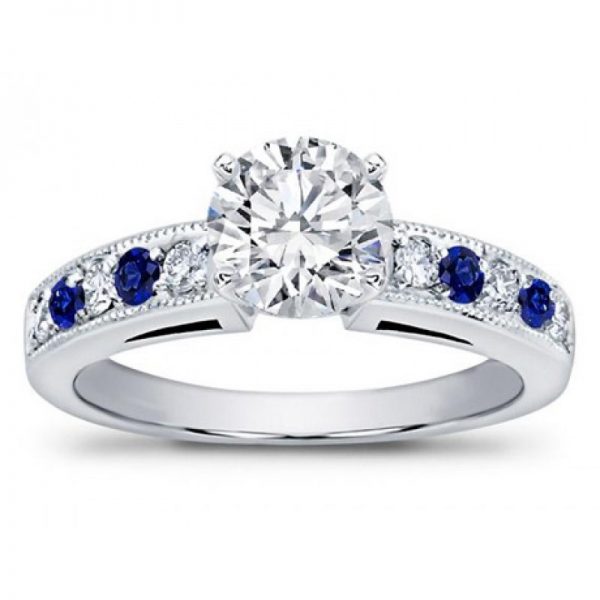 Milgrain And Pave Sapphire Engagement Setting