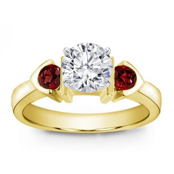 Ruby Accented Bezel Pave Engagement Setting