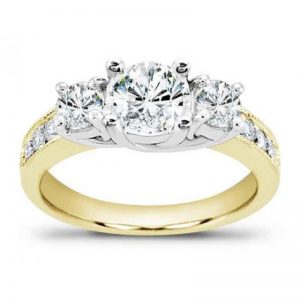 Round Diamond Three-Stone Engagement Setting