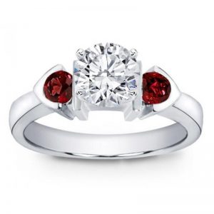 Ruby Accented Bezel Silver Engagement Setting