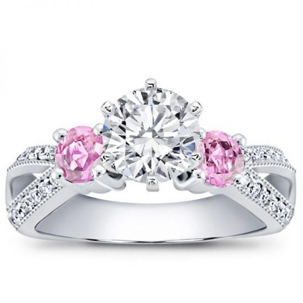 Pink Saphhire Accented Engagement Setting